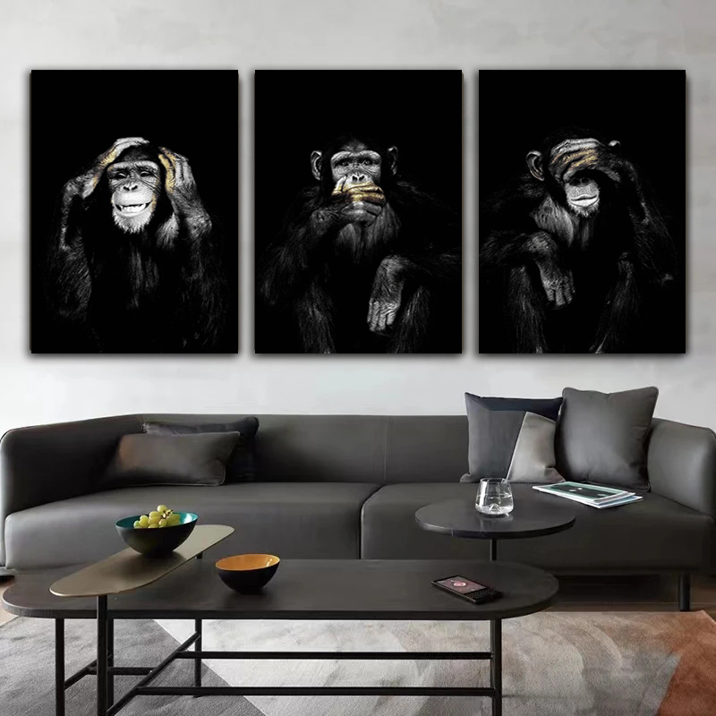 Home Decor Mirror - 재미있는 원숭이 HD 포스터 캔버스 그림