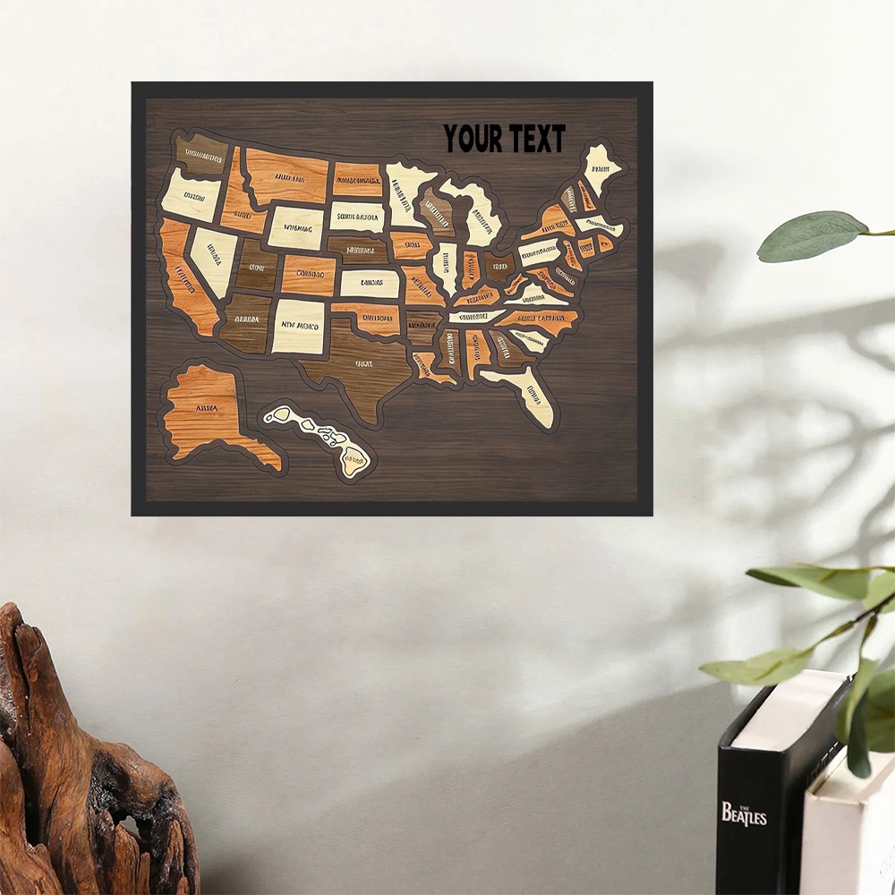 Home Decor Usa - 맞춤형 나무 미국 여행 지도 퍼즐