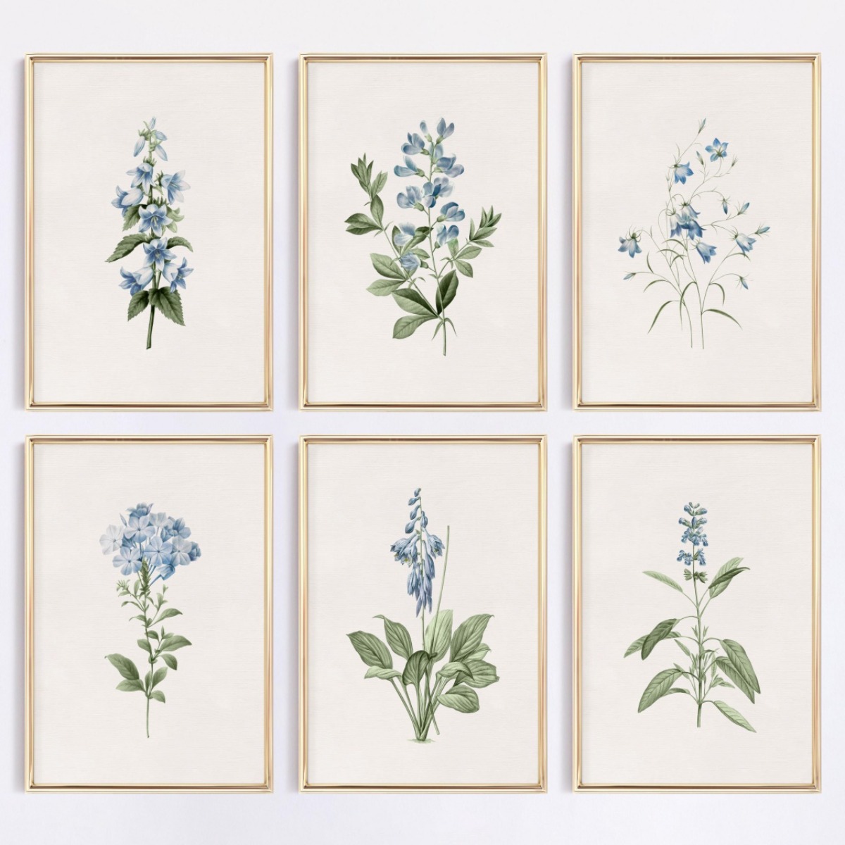 Home Decor Minimal - 1pcs 블루 와일드 플라워 식물 캔버스