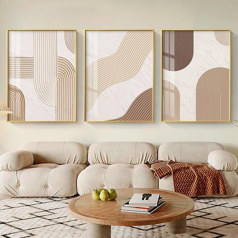 베이지색과 주황색 라인이 있는 북유럽 스타일의 현대 포 - Home Decor Japandi 리뷰 및 가격