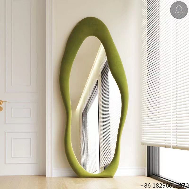 크림색 불규칙 풀 사이즈 전신 거울 벨벳 프레임 스탠딩 - Home Decor Mirror 리뷰 및 가격