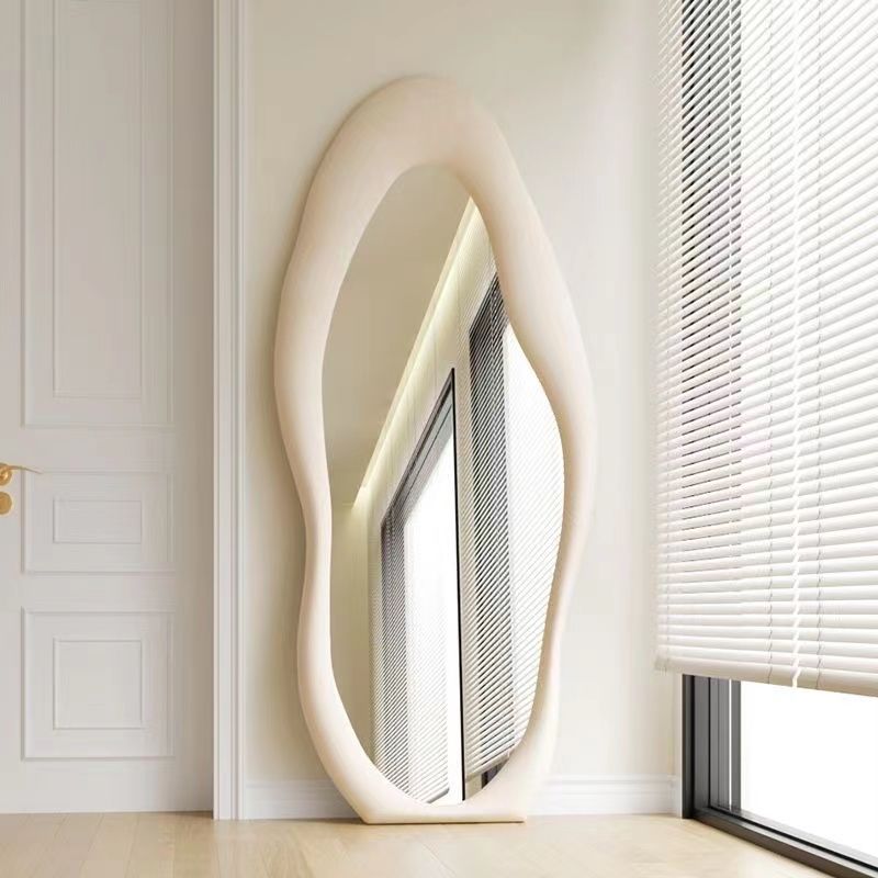 크림색 불규칙 풀 사이즈 전신 거울 벨벳 프레임 스탠딩 - Home Decor Mirror 리뷰 및 가격