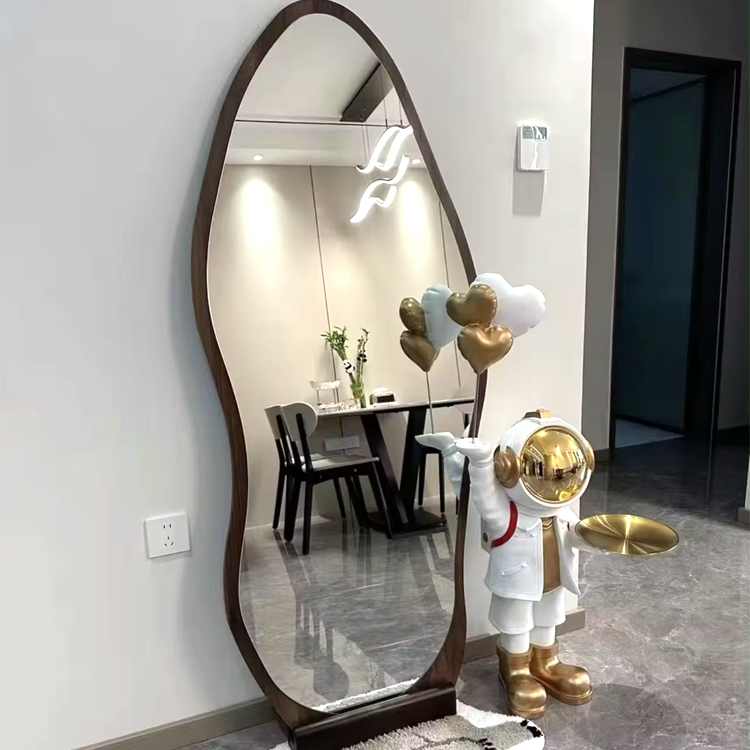 크림색 불규칙 풀 사이즈 전신 거울 벨벳 프레임 스탠딩 - Home Decor Mirror 리뷰 및 가격