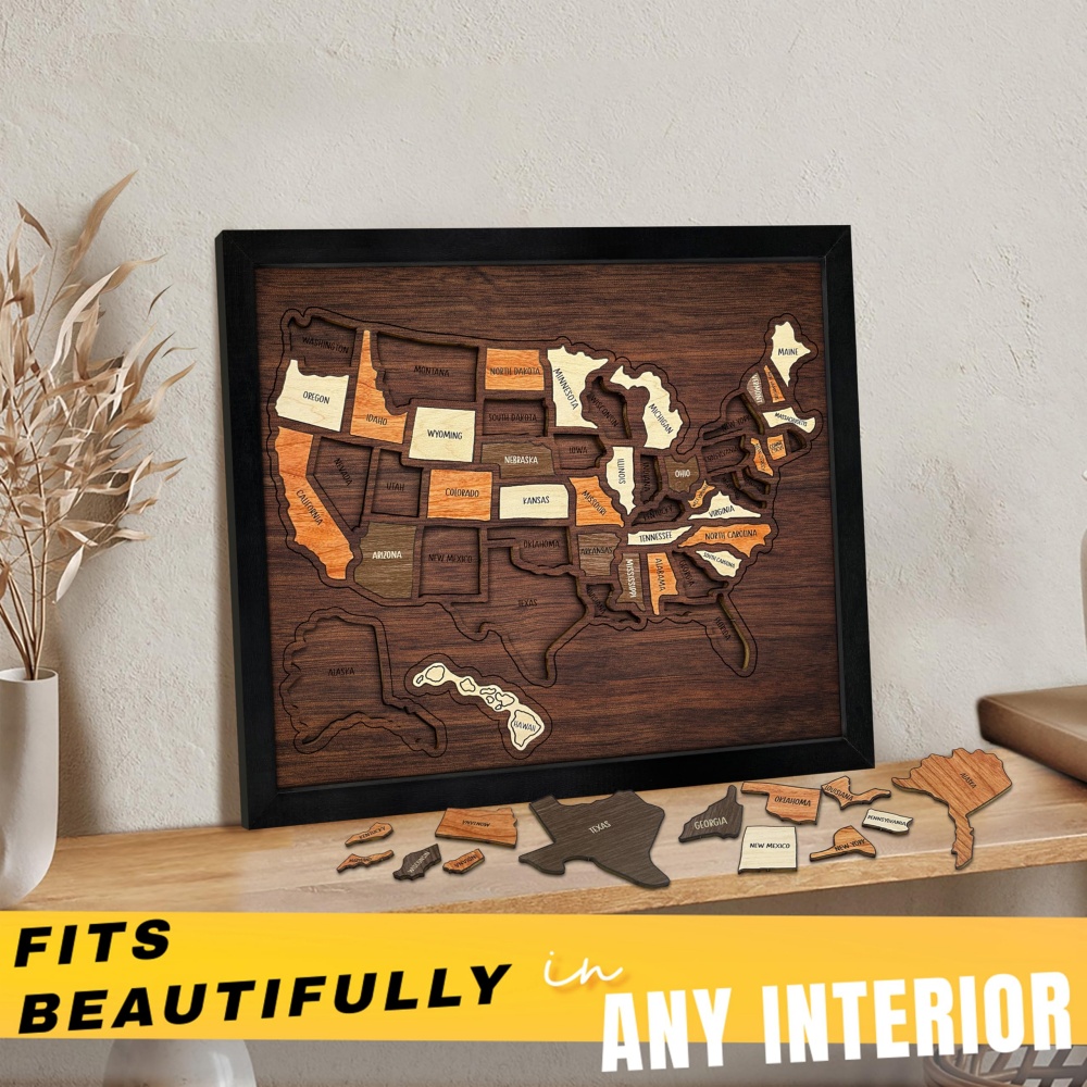 맞춤형 나무 미국 여행 지도 퍼즐 벽 장식, 개인 맞춤 - Home Decor Usa 리뷰 및 가격