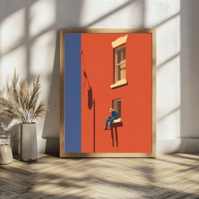 빈티지 미니멀리스트 추상 따뜻한 햇살 그림 독서하는 사 - Home Decor Minimal 리뷰 및 가격