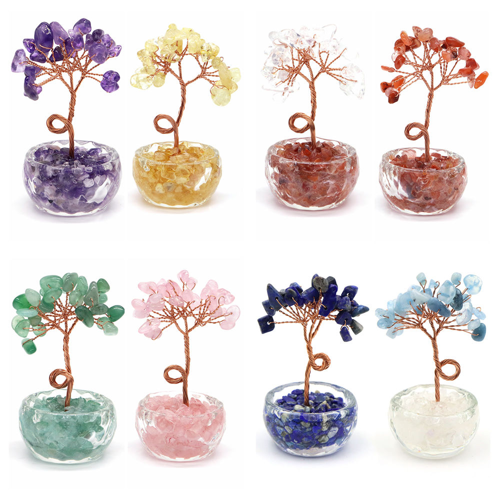 천연 원석 크리스탈 행운의 나무 자갈돌 받침대 차크라  - Home Decor Solution 리뷰 및 가격