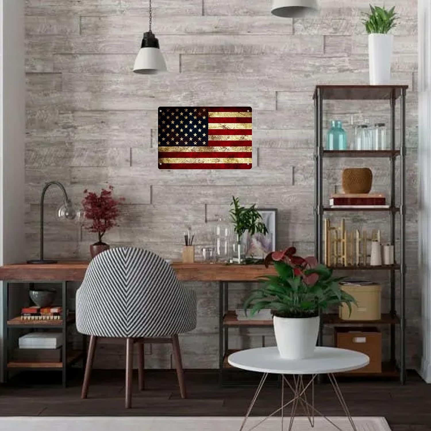 미국 국기 디자인의 빈티지 양철 벽 장식, 8 x 12 - Home Decor Usa 리뷰 및 가격