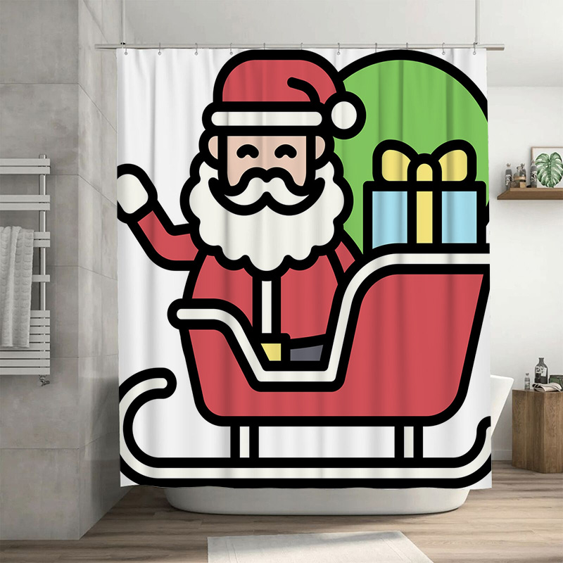 크리스마스 산타클로스 샤워 커튼, 축제적인 휴일 욕실  - Home Xmas Decor Ideas 리뷰 및 가격