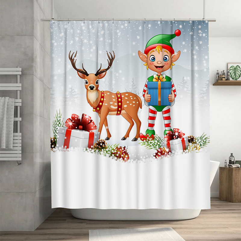TU 크리스마스 사슴 샤워 커튼 축제 휴일 숲 동물 욕 - Home Xmas Decor Ideas 리뷰 및 가격