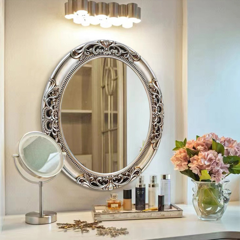 유럽식 타원형 속이 빈 욕실 화장대 거울 가정용 벽걸이 - Home Decor Mirror 리뷰 및 가격