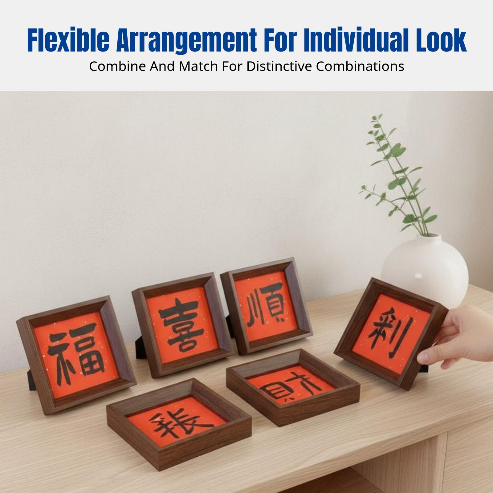 새로운 중국 스타일 서예 프레임 아트, 축제 데스크탑  - Home Decor Mirror 리뷰 및 가격